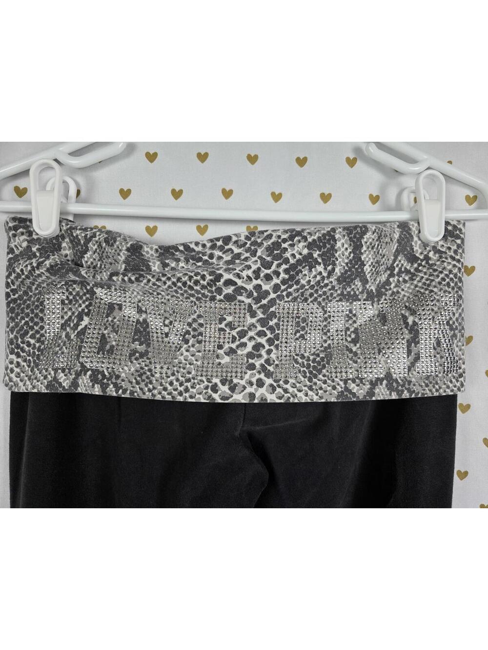 Victorias Secret PINK SNAKE PRINT BLING Yoga Pants FOLDOVERS Vintage Y2k SMALL